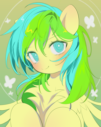 Size: 2800x3500 | Tagged: safe, artist:amo, derpibooru import, oc, oc only, oc:nature guard, pegasus, pony, blushing, chest fluff, heart eyes, looking at you, smiling, smiling at you, solo, wingding eyes