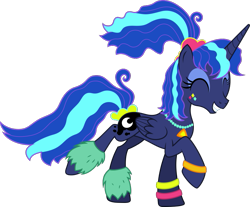 Size: 857x710 | Tagged: safe, artist:tralomine, derpibooru import, princess luna, alicorn, pony, between dark and dawn, season 9, spoiler:s09, .svg available, 80s princess luna, alternate hairstyle, cute, female, lunabetes, makeup, mare, simple background, solo, transparent background, vector