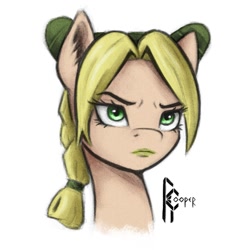 Size: 1239x1239 | Tagged: safe, artist:rcooper, derpibooru import, earth pony, pony, anime, braid, ear fluff, ears, fanart, jojo's bizarre adventure, jolyne kujo, ponified, solo, stone ocean