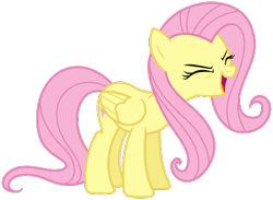 Size: 440x322 | Tagged: safe, artist:unimportantusername, derpibooru import, fluttershy, pegasus, pony, sonic rainboom (episode), .svg available, eyes closed, female, folded wings, full body, hooves, mare, meme origin, open mouth, open smile, simple background, smiling, solo, standing, svg, tail, trace, transparent background, vector, wings, yay