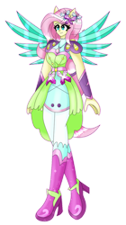 Size: 669x1194 | Tagged: safe, artist:eeveeglaceon, derpibooru import, fluttershy, equestria girls, boots, crystal guardian, crystal wings, high heel boots, shoes, simple background, solo, transparent background, wings