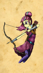 Size: 1024x1721 | Tagged: safe, artist:uweboll666, derpibooru import, sour sweet, equestria girls, friendship games, 2018, arrow, bow (weapon), bow and arrow, female, solo, weapon