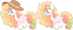 Size: 3852x1575 | Tagged: safe, artist:kurosawakuro, derpibooru import, oc, earth pony, pony, base used, female, hat, mare, offspring, parent:big macintosh, parent:sugar belle, parents:sugarmac, simple background, solo, transparent background