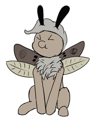 Size: 656x823 | Tagged: safe, artist:frilanka, derpibooru import, oc, oc only, oc:dusty miller, moth, mothpony, original species, colt, cyoa:landfall, foal, male, scrunchy face, simple background, solo, white background