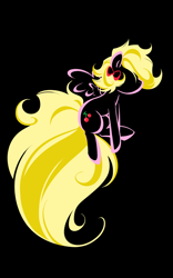 Size: 800x1280 | Tagged: safe, artist:bamboodog, derpibooru import, oc, oc only, oc:cherry twist, pegasus, pony, black background, bow, lineart, minimalist, simple background, solo