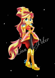 Size: 752x1063 | Tagged: safe, artist:mira.veike, derpibooru import, sunset shimmer, equestria girls, boots, crystal guardian, high heel boots, shoes, solo