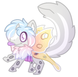 Size: 1507x1492 | Tagged: safe, artist:michini, derpibooru import, oc, oc only, changeling, hybrid, changeling oc, chest fluff, chibi, cute, requested art, simple background, solo, tail, tailmouth, tongue, tongue out, transparent background
