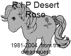 Size: 255x200 | Tagged: safe, derpibooru import, oc, oc only, oc:desert rose, pony, g1, 1981, 2004, bow, dreamquest, implied death, simple background, solo, tail, tail bow, transparent background