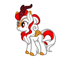 Size: 704x668 | Tagged: safe, artist:tialtri, derpibooru import, oc, oc:sinar bulan indonesia, kirin, pony, female, indonesia, kirin-ified, mare, simple background, smiling, solo, species swap, white background