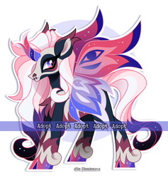 Size: 2440x2579 | Tagged: safe, artist:gkolae, derpibooru import, oc, oc only, alicorn, pony, abstract background, alicorn oc, cloven hooves, curved horn, horn, solo, starry wings, unshorn fetlocks, wings