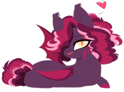 Size: 2280x1685 | Tagged: safe, artist:purplegrim40, derpibooru import, oc, oc only, bat pony, pony, bat pony oc, bat wings, butt, hair over one eye, heart, lying down, plot, prone, simple background, transparent background, wings