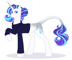 Size: 2609x2200 | Tagged: safe, artist:purplegrim40, derpibooru import, rarity, pony, unicorn, clothes, female, leonine tail, mare, raised hoof, raised leg, simple background, solo, tail, white background