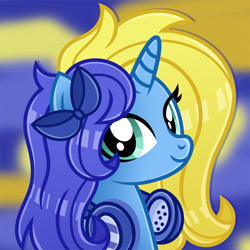 Size: 700x700 | Tagged: safe, artist:jennieoo, derpibooru import, oc, oc:blue water, pony, unicorn, avatar, bust, earbuds, headphones, icon, looking at you, portrait, show accurate, simple background, smiling, smiling at you, solo, vector