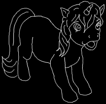 Size: 209x205 | Tagged: safe, derpibooru import, oc, oc:mentis (g1), g1, 2000s, black and white, dreamquest, grayscale, missing cutie mark, monochrome