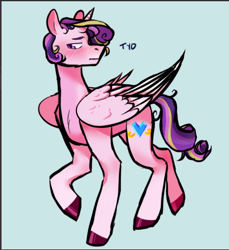 Size: 732x799 | Tagged: safe, artist:tyotheartist, derpibooru import, prince bolero, princess cadance, alicorn, pony, male, rule 63, simple background, solo, stallion