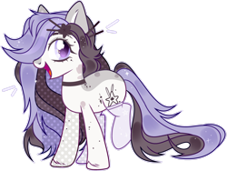 Size: 1920x1442 | Tagged: safe, artist:toffeelavender, derpibooru import, oc, oc only, earth pony, pony, base used, choker, clothes, earth pony oc, female, hairpin, mare, open mouth, simple background, smiling, socks, transparent background