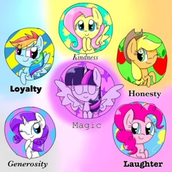 Size: 911x916 | Tagged: source needed, safe, artist:silver meadow, derpibooru import, applejack, fluttershy, pinkie pie, rainbow dash, rarity, twilight sparkle, twilight sparkle (alicorn), alicorn, earth pony, pegasus, pony, unicorn, eyes closed, mane six, one eye closed, spread wings, wings, wink