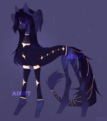 Size: 1719x1935 | Tagged: safe, artist:meggychocolatka, derpibooru import, oc, oc only, earth pony, pony, clothes, earth pony oc, eye clipping through hair, purple background, simple background, solo