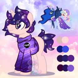Size: 950x950 | Tagged: safe, artist:shiee-artopia223, derpibooru import, cozy glow, princess luna, alicorn, pegasus, pony, base used, clothes, dress, ethereal mane, female, filly, foal, fusion, hoof shoes, male, mare, stallion, starry mane