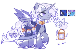 Size: 1280x850 | Tagged: safe, artist:mirrastat, derpibooru import, princess luna, trixie, oc, alicorn, pony, unicorn, alicorn oc, base used, cloak, clothes, female, horn, magical lesbian spawn, male, mare, offspring, one eye closed, parent:princess luna, parent:trixie, raised hoof, raised leg, simple background, stallion, transparent background, unshorn fetlocks, wings, wink