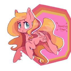 Size: 1280x1280 | Tagged: safe, artist:pinklem0nadepunk, derpibooru import, oc, earth pony, pony, g3, adoptable, adoragrace, amazing grace, cute, hatching (technique), multicolored mane, orange mane, pink coat, red mane, redesign, simple background, solo, transparent background, unshorn fetlocks, yellow mane