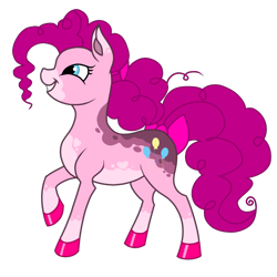 Size: 640x640 | Tagged: safe, artist:plasmaticia, derpibooru import, pinkie pie, earth pony, pony, alternate design, bow, grin, happy, simple background, smiling, solo, tail, tail bow, transparent background