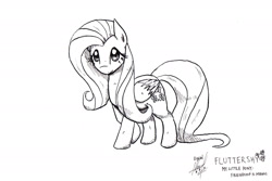 Size: 1973x1315 | Tagged: safe, artist:digiral, derpibooru import, fluttershy, pegasus, pony, 2016, female, mare, monochrome, solo