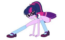 Size: 2815x1754 | Tagged: safe, artist:gmaplay, derpibooru import, sci-twi, twilight sparkle, equestria girls, clothes, helping twilight win the crown, purple underwear, simple background, socks, solo, transparent background, underwear