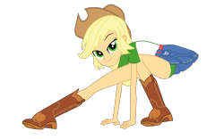 Size: 2815x1754 | Tagged: safe, artist:gmaplay, derpibooru import, applejack, equestria girls, clothes, green underwear, helping twilight win the crown, simple background, solo, transparent background, underwear