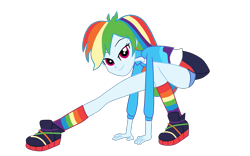 Size: 2815x1754 | Tagged: safe, artist:gmaplay, derpibooru import, rainbow dash, equestria girls, blue underwear, clothes, helping twilight win the crown, rainbow socks, simple background, socks, solo, striped socks, transparent background, underwear