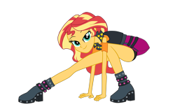 Size: 2815x1754 | Tagged: safe, artist:gmaplay, derpibooru import, sunset shimmer, equestria girls, black underwear, clothes, helping twilight win the crown, simple background, solo, transparent background, underwear