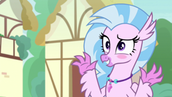 Size: 1280x720 | Tagged: safe, derpibooru import, screencap, silverstream, classical hippogriff, hippogriff, season 9, uprooted, spoiler:s09, adorkable, blushing, cute, diastreamies, dork, female, i'm not cute, reaction image, solo