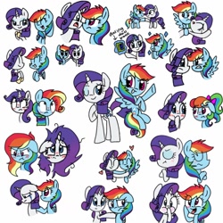 Size: 1024x1023 | Tagged: source needed, safe, artist:silver meadow, derpibooru import, rainbow dash, rarity, pegasus, pony, unicorn, alternate hairstyle, blushing, book, crying, female, heart, mane swap, simple background, tongue, tongue out, white background