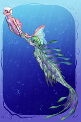 Size: 1280x1920 | Tagged: safe, artist:periwinklechick, derpibooru import, oc, oc only, hybrid, merpony, seapony (g4), bubble, chest fluff, crepuscular rays, dorsal fin, fins, fish tail, flowing tail, male, mermay, ocean, signature, smiling, sunlight, swimming, tail, underwater, water