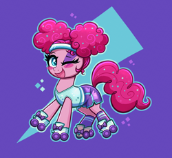 Size: 4000x3658 | Tagged: safe, artist:confetticakez, derpibooru import, pinkie pie, earth pony, pony, scare master, alternate hairstyle, blush sticker, blushing, clothes, colored pupils, costume, cute, diapinkes, high res, nightmare night costume, one eye closed, open mouth, pinkie puffs, solo, wink