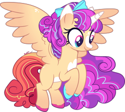 Size: 2676x2413 | Tagged: safe, artist:kurosawakuro, derpibooru import, oc, oc only, alicorn, pony, base used, bow, colored hooves, female, flying, hair bow, mare, pale belly, show accurate, simple background, solo, transparent background