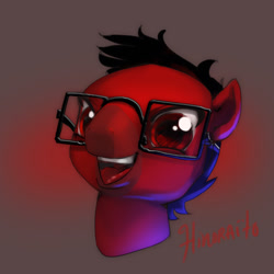 Size: 600x600 | Tagged: safe, artist:hinoraito, derpibooru import, oc, oc only, pony, bust, glasses, male, portrait, solo