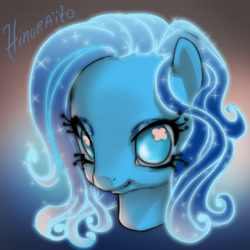 Size: 600x600 | Tagged: safe, artist:hinoraito, derpibooru import, oc, oc only, pony, bust, glowing mane, portrait, solo, wingding eyes