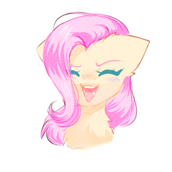 Size: 1000x1000 | Tagged: source needed, safe, artist:thieftea, derpibooru import, fluttershy, pegasus, pony, bust, eyes closed, open mouth, open smile, portrait, simple background, sketch, smiling, solo, white background, yay