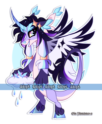 Size: 2349x2850 | Tagged: safe, artist:gkolae, derpibooru import, oc, oc only, draconequus, abstract background, cloven hooves, draconequus oc, solo