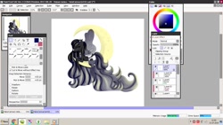 Size: 1366x768 | Tagged: safe, artist:dillice, derpibooru import, oc, oc only, pegasus, pony, crescent moon, female, mare, moon, tangible heavenly object, wip