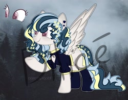 Size: 2560x2005 | Tagged: safe, artist:dillice, derpibooru import, oc, oc only, pegasus, pony, base used, clothes, ear piercing, ethereal mane, female, mare, pegasus oc, piercing, raised hoof, raised leg, smiling, socks, solo, starry mane