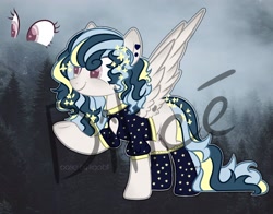 Size: 2560x2005 | Tagged: safe, alternate version, artist:dillice, derpibooru import, oc, oc only, pegasus, pony, base used, clothes, ear piercing, ethereal mane, eyelashes, female, mare, pegasus oc, piercing, raised hoof, raised leg, smiling, socks, solo, starry mane