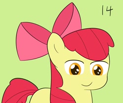 Size: 1996x1672 | Tagged: safe, artist:toryu137, derpibooru import, apple bloom, earth pony, pony, female, filly, foal, green background, simple background, smiling, solo