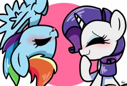 Size: 1024x694 | Tagged: safe, artist:silver meadow, derpibooru import, rainbow dash, rarity, pegasus, pony, unicorn, female, lesbian, peekaboo, raridash, shipping, tongue, tongue out, upside down