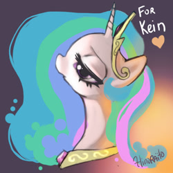 Size: 600x600 | Tagged: safe, artist:hinoraito, derpibooru import, princess celestia, pony, bust, portrait, solo