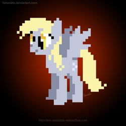 Size: 1299x1299 | Tagged: safe, artist:hinoraito, derpibooru import, derpy hooves, pegasus, pony, gradient background, pixel art, solo, spread wings, wings