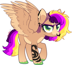 Size: 2542x2291 | Tagged: safe, artist:kurosawakuro, derpibooru import, oc, pegasus, pony, base used, ear piercing, earring, female, jewelry, mare, nose piercing, nose ring, offspring, parent:lightning dust, parent:spearhead, piercing, simple background, solo, transparent background