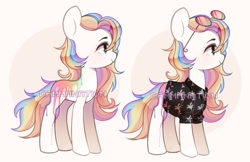 Size: 896x579 | Tagged: safe, artist:dammmnation, derpibooru import, oc, oc only, earth pony, pony, base used, clothes, duo, earth pony oc, female, mare, multicolored hair, rainbow hair, smiling, sunglasses