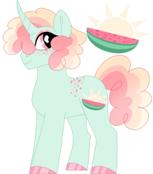 Size: 1400x1600 | Tagged: safe, artist:moonert, derpibooru import, oc, oc only, pony, unicorn, food, hoof polish, horn, male, simple background, solo, stallion, transparent background, unicorn oc, watermelon